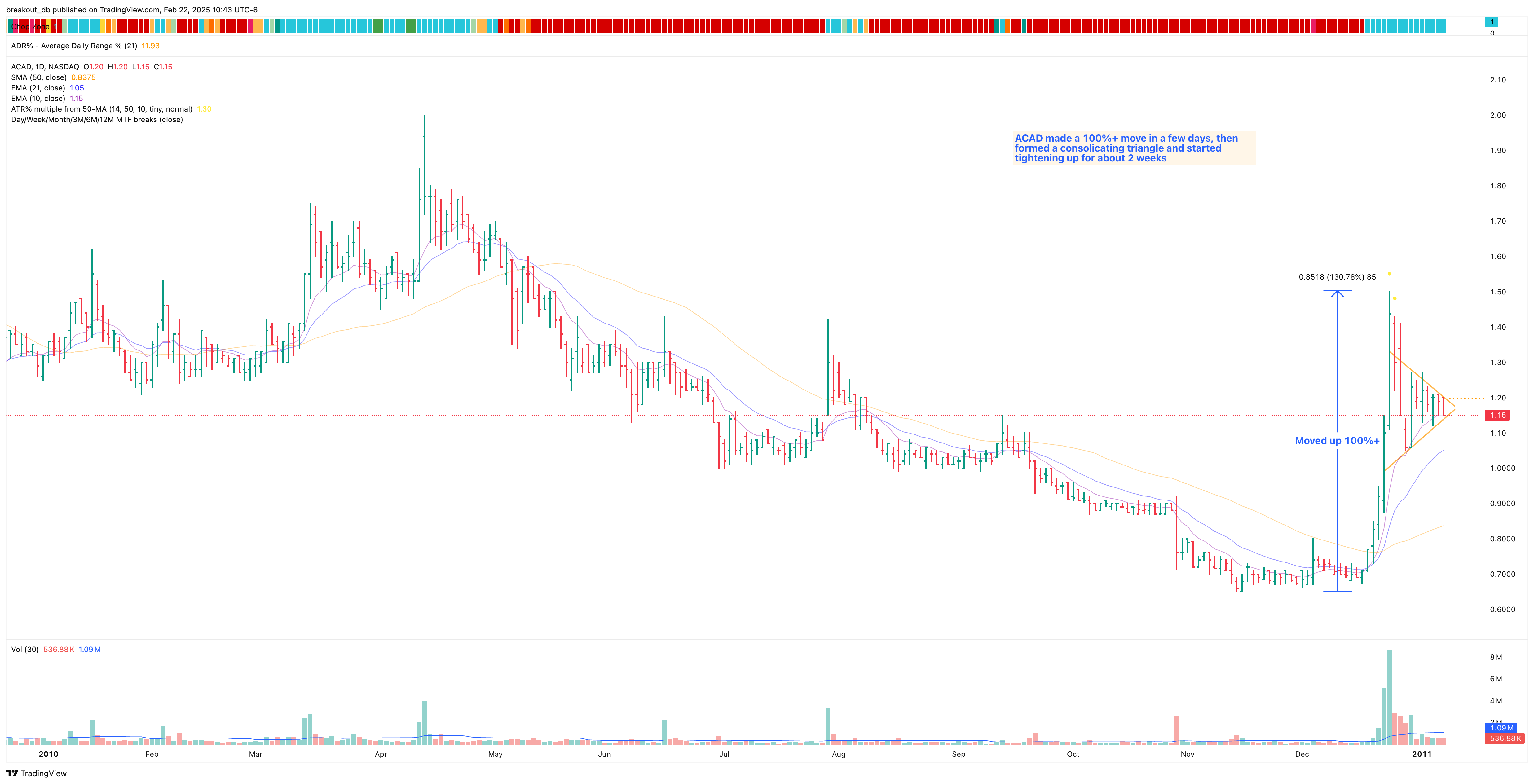ACAD - High Tight Flag - 2010-01-11 before breakout daily