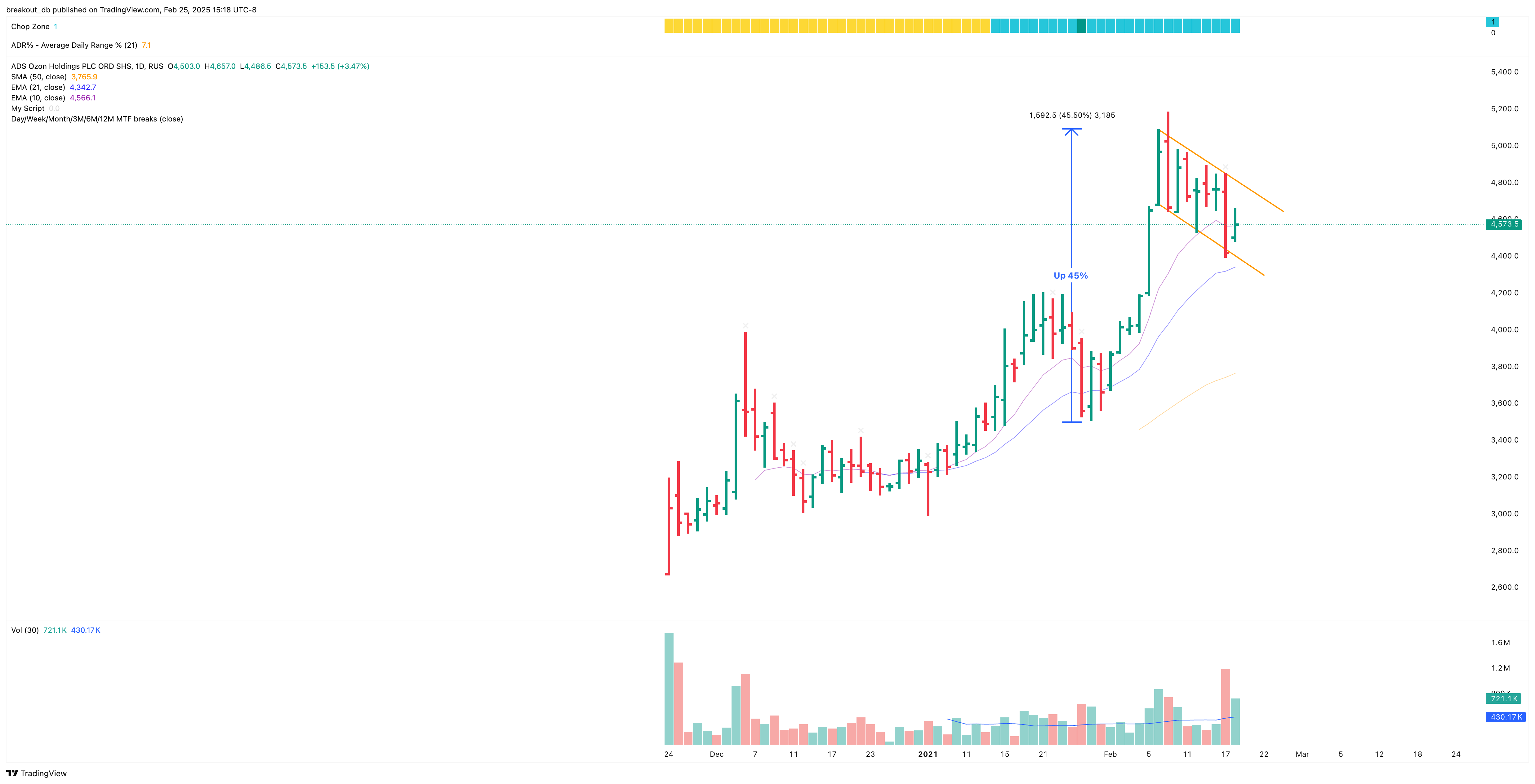 OZON - High Tight Flag - 2021-02-18 before breakout daily