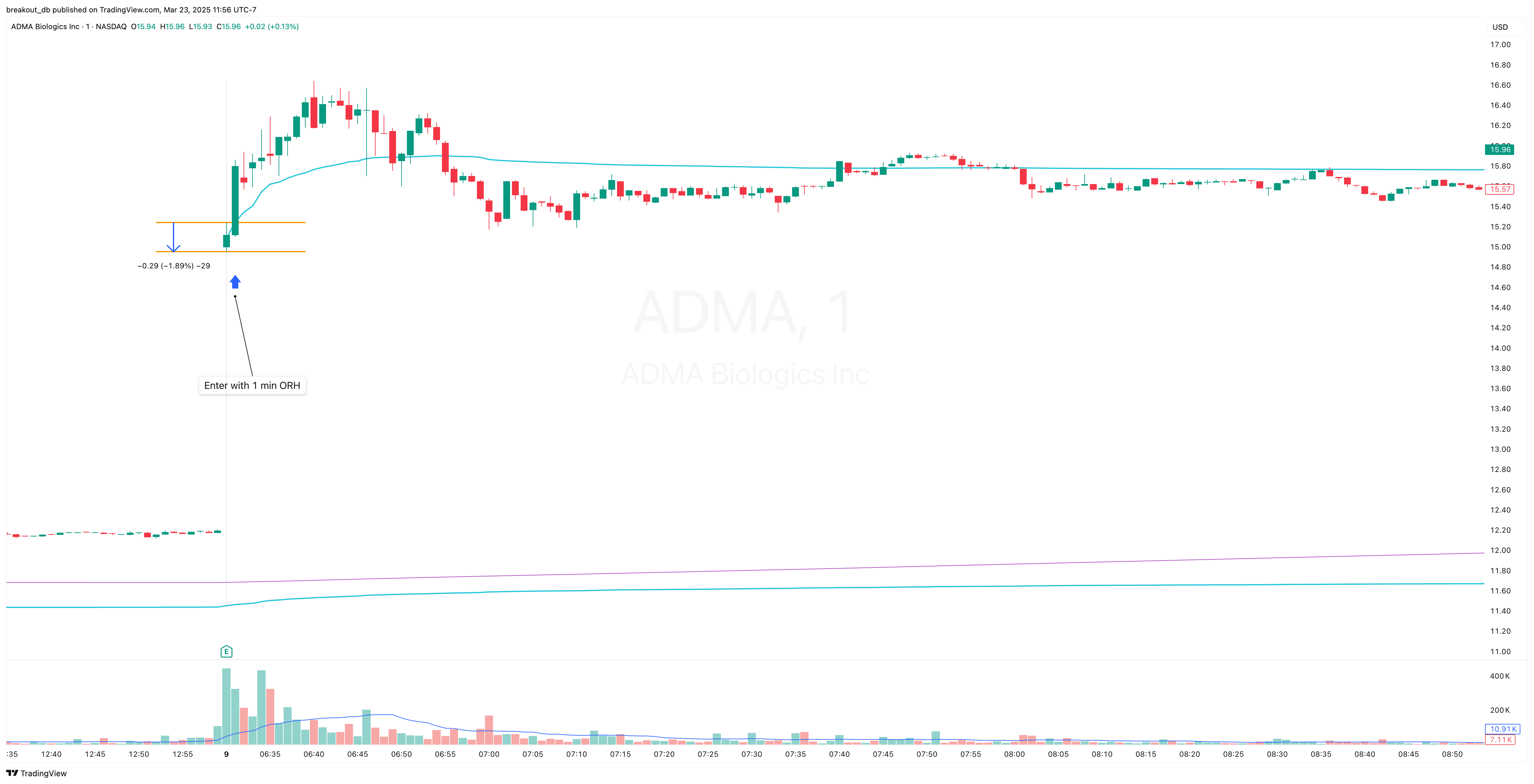 ADMA - Episodic Pivot - 2024-08-09 intraday entry