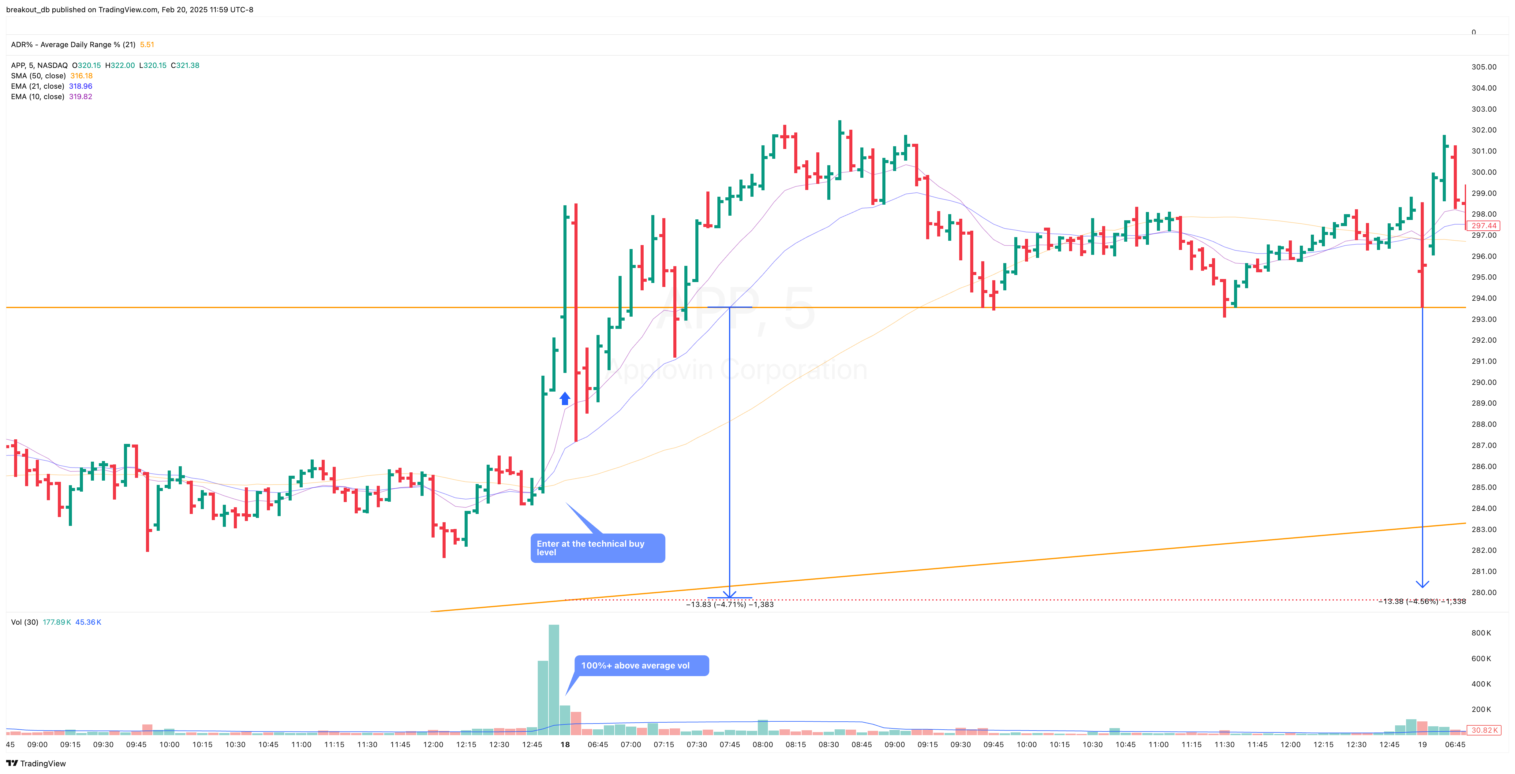APP - High Tight Flag - 2024-11-18 intraday entry