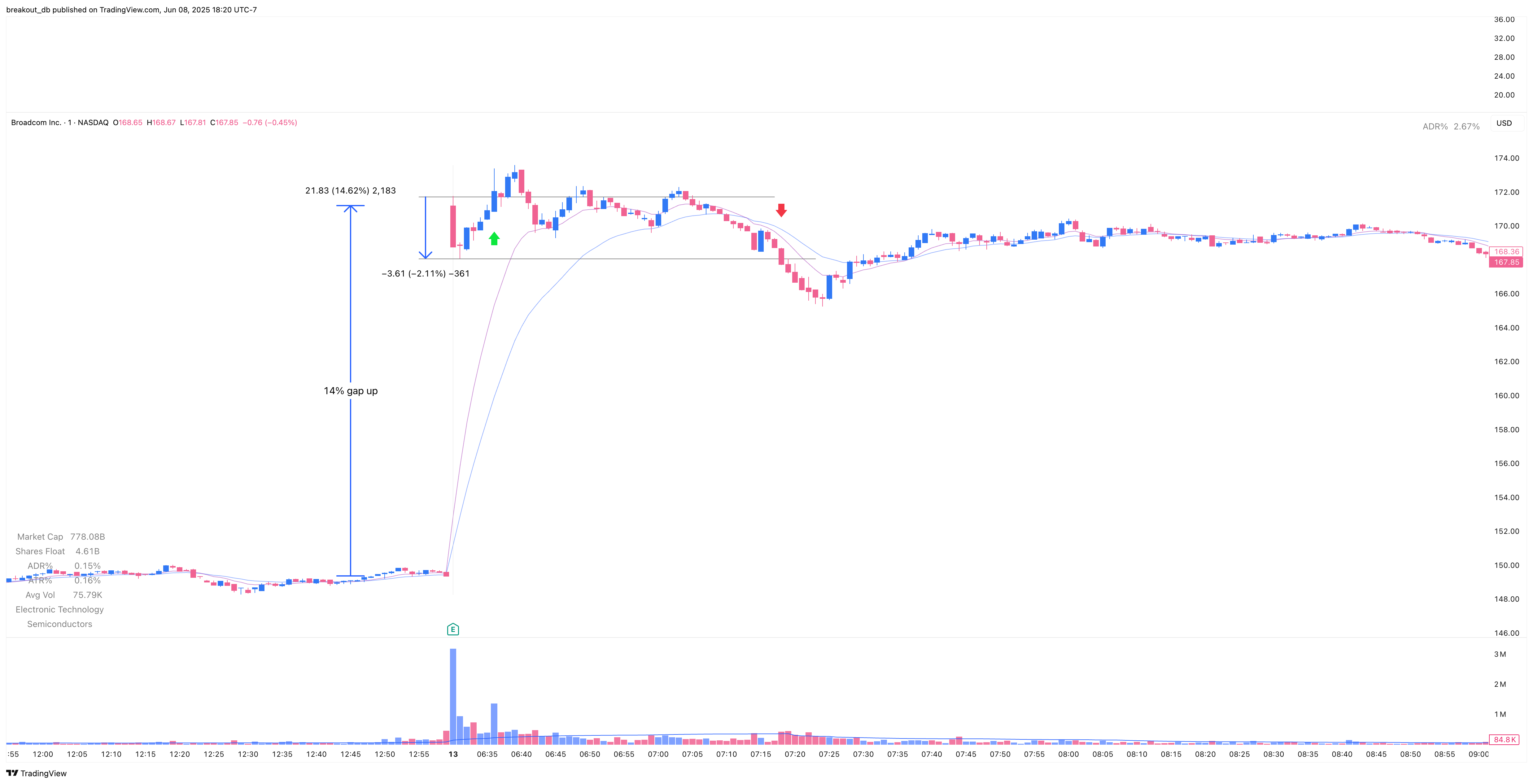 AVGO - Episodic Pivot - 2024-06-13 intraday entry