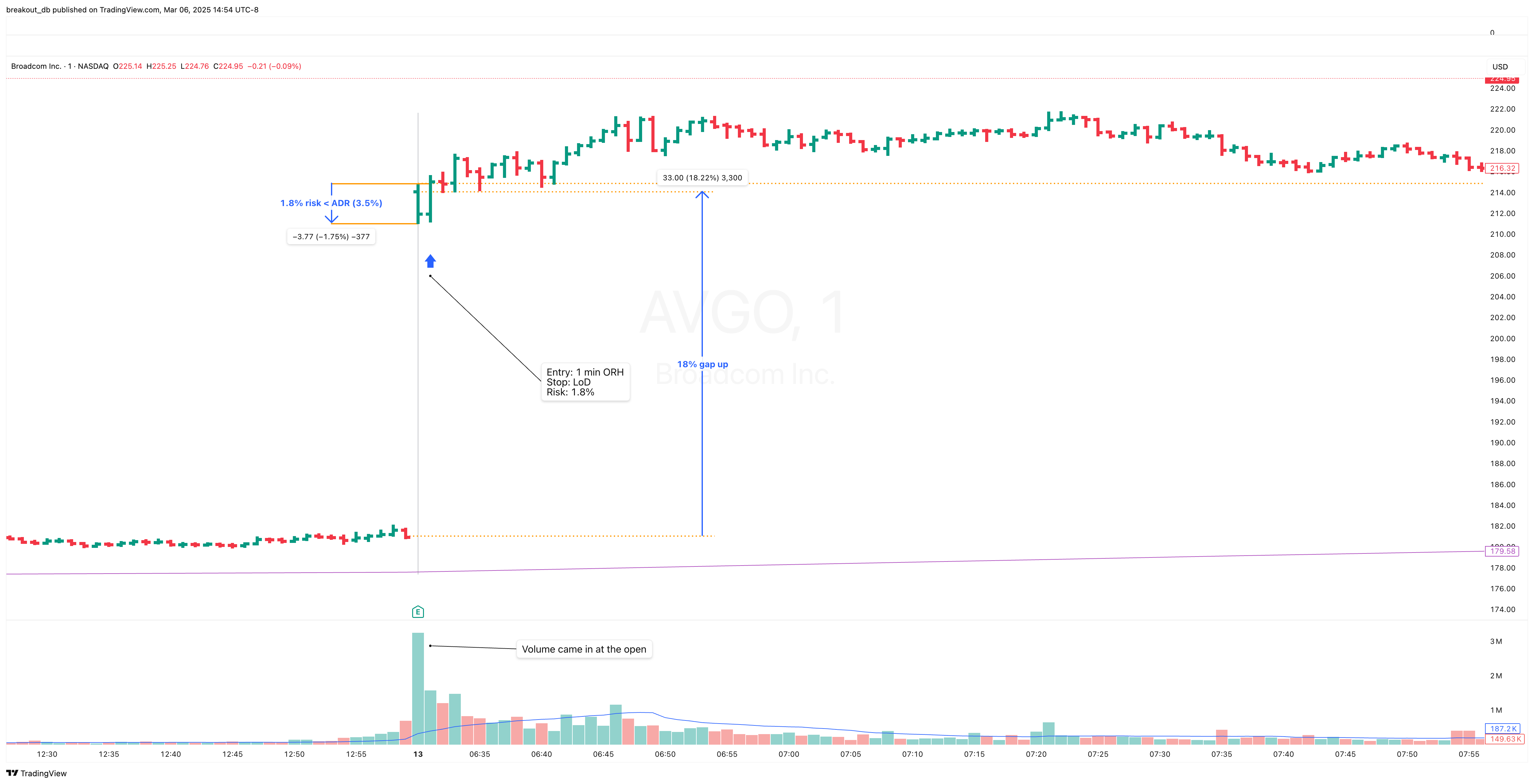 AVGO - Episodic Pivot - 2024-12-13 intraday entry