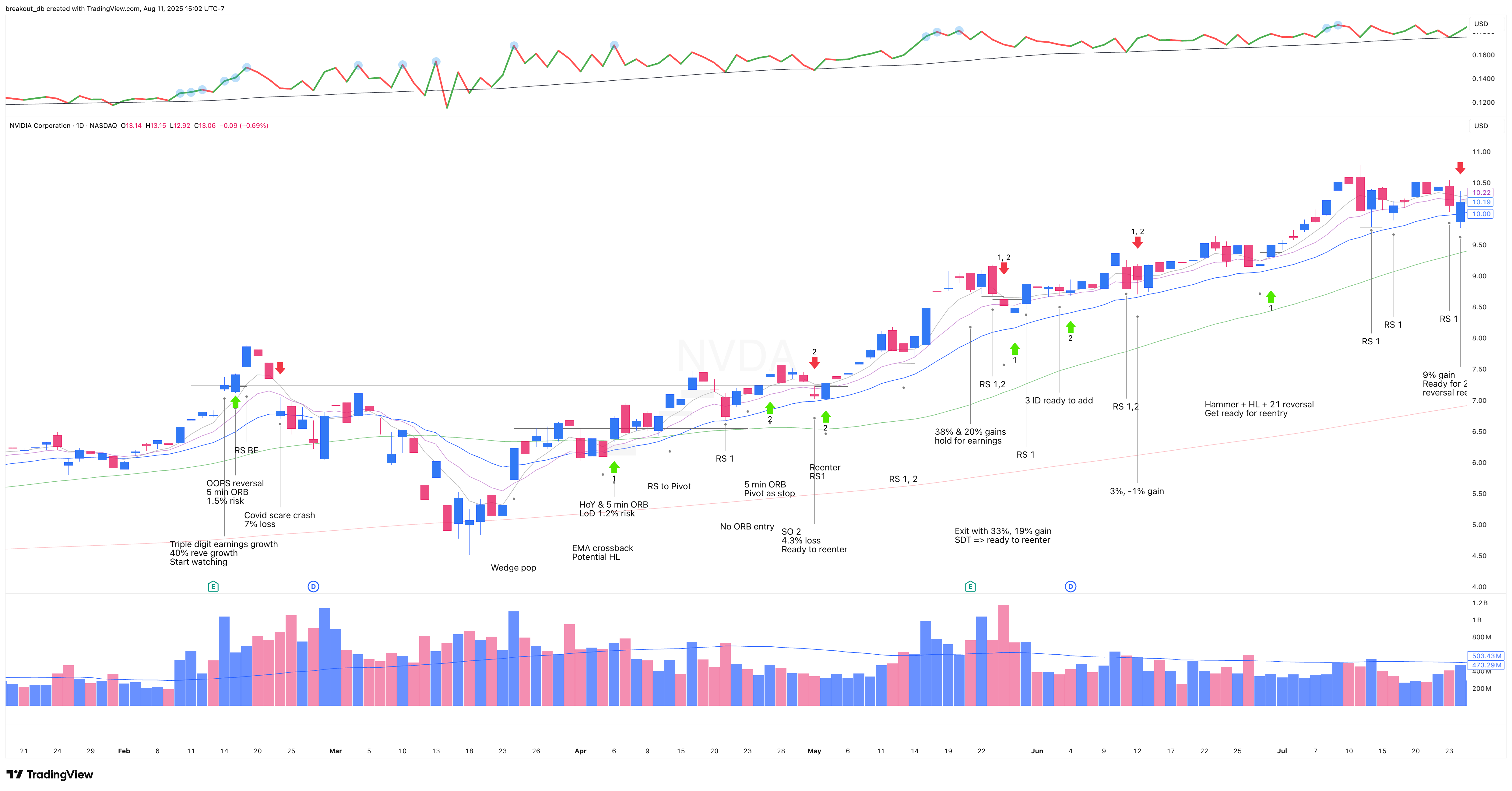 NVDA 2020 Model Book daily chart