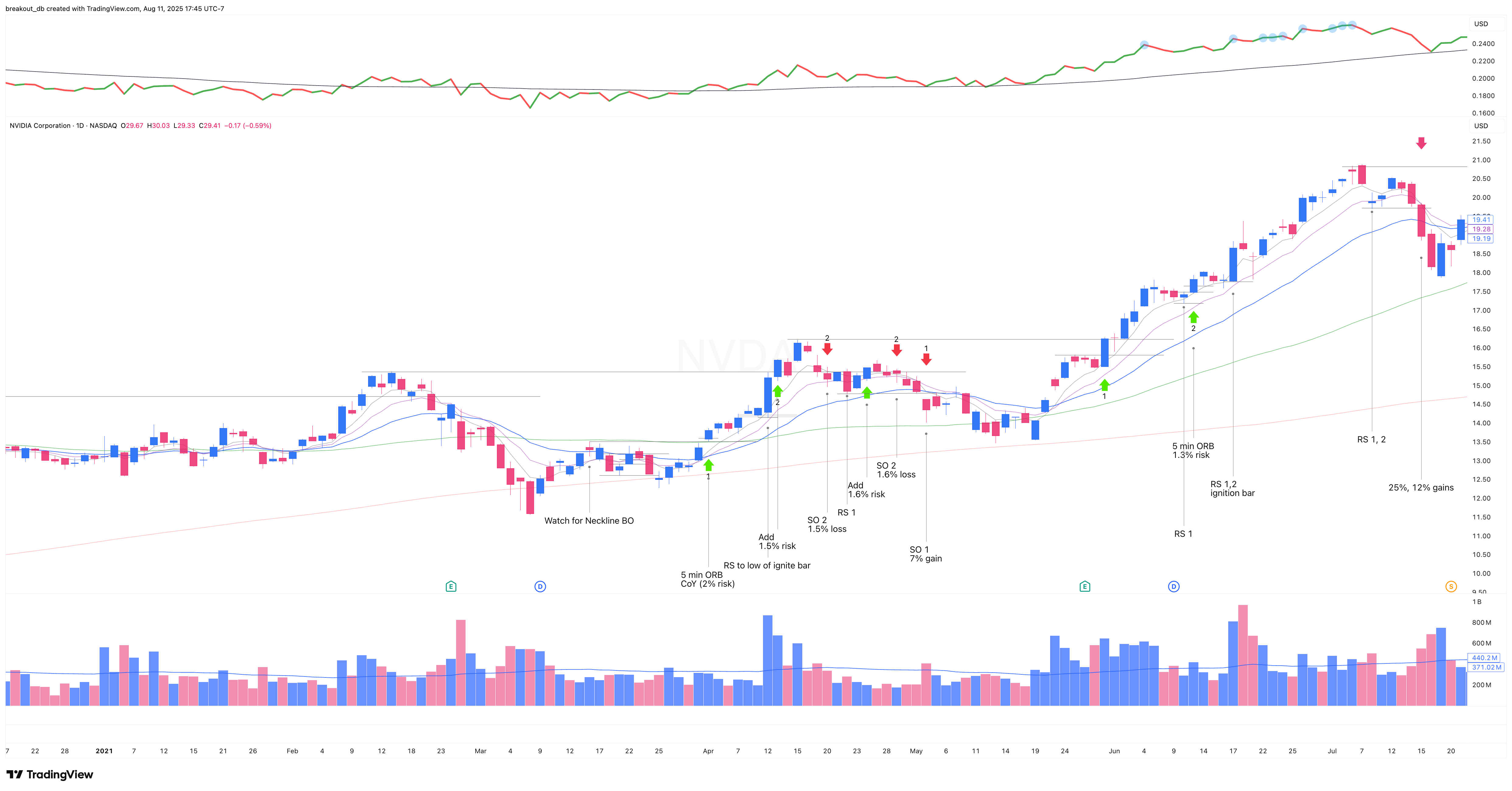NVDA 2021 Model Book daily chart