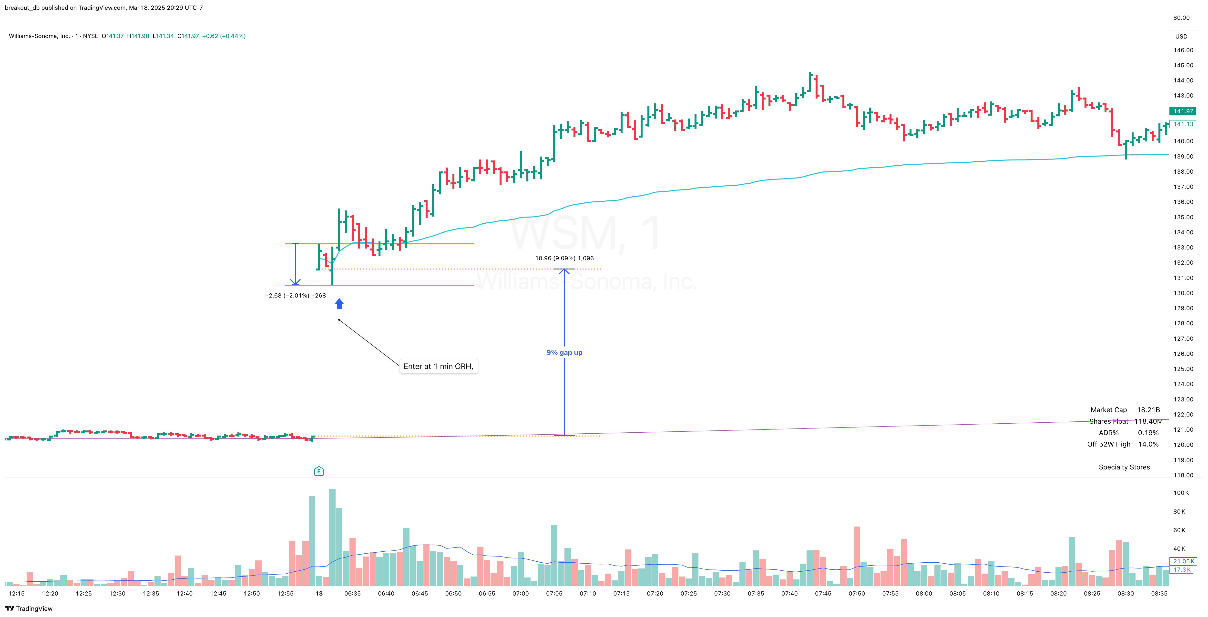 WSM - Episodic Pivot - 2024-04-13 intraday entry